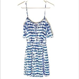 2/$30 Jack - Blue White Cold Shoulder Mini Dress Spaghetti Strap XS